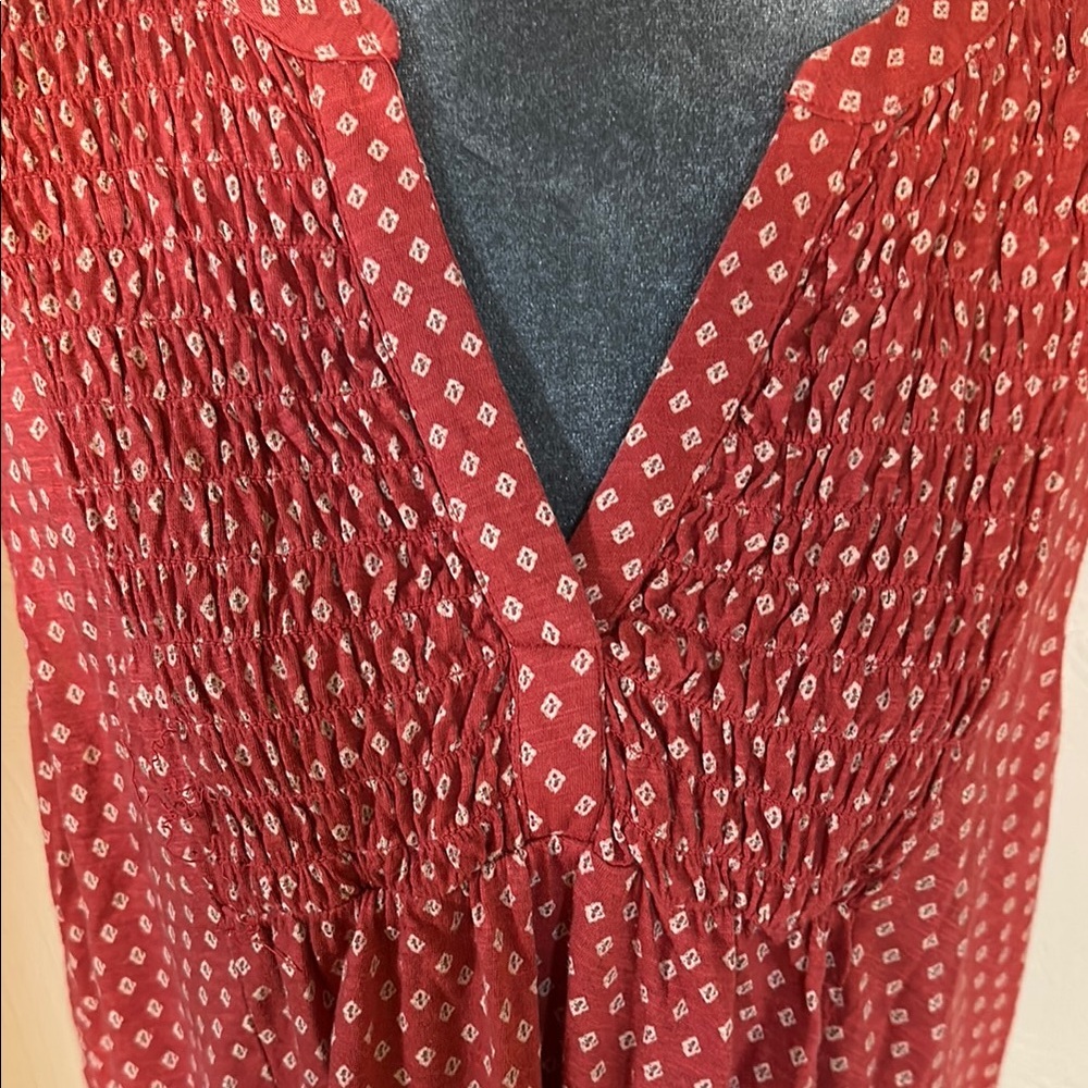 Lucky Brand Red Patterned Women's Top